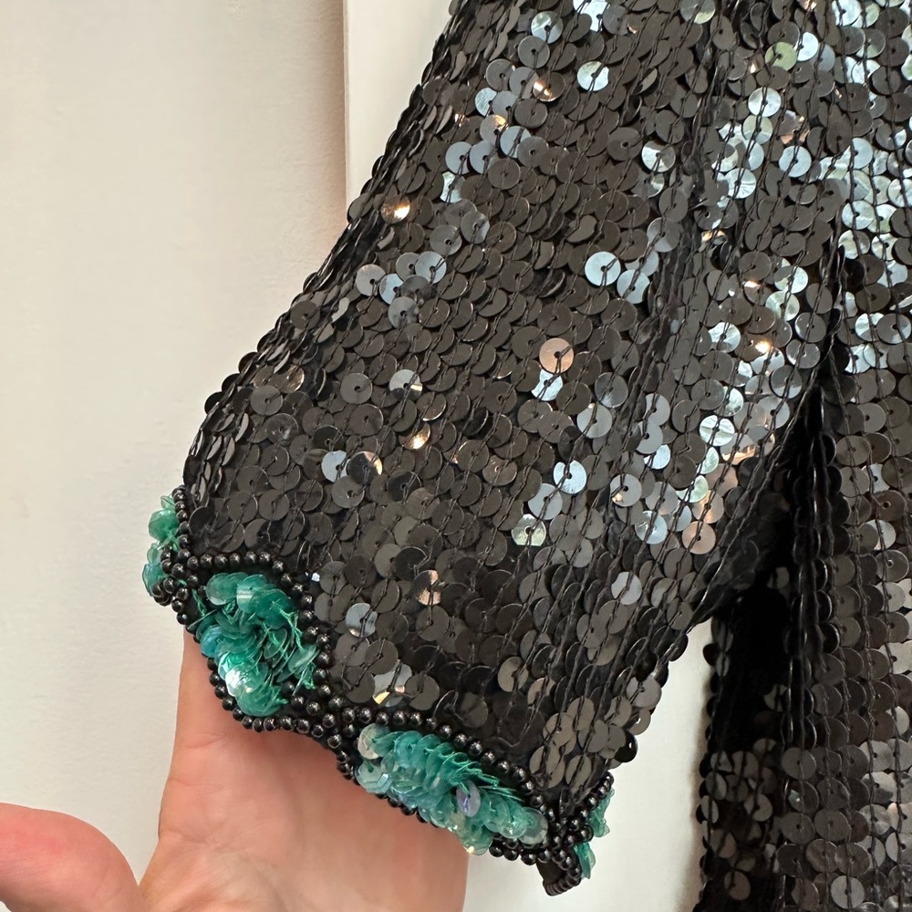 Vintage Stenay 80’s 100% Silk Sequin Art To Wear Floral Beaded Blouse Size S - Picture 7 of 11